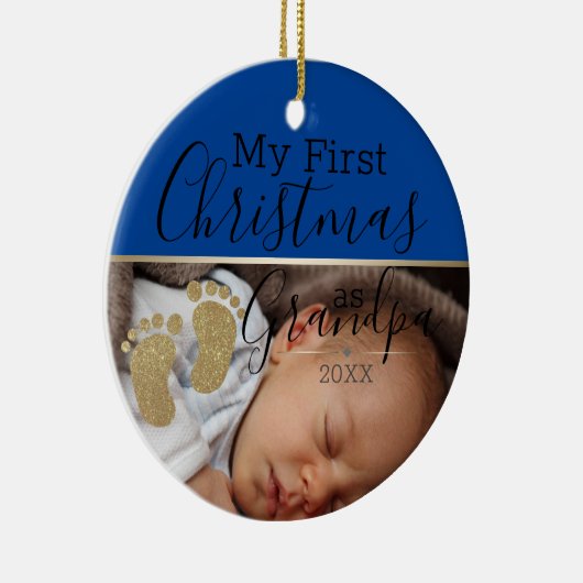 Aangepaste Baby eerste kerstfeest als opa Keramisch Ornament (Rechts)