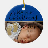Aangepaste Baby eerste kerstfeest als opa Keramisch Ornament (Voorkant)