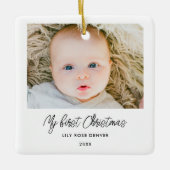 Aangepaste Baby eerste kerstfoto-versiering Keramisch Ornament (Voorkant)