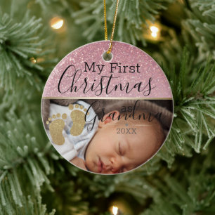 Aangepaste Baby eerste kerstmis als oma Keramisch Ornament