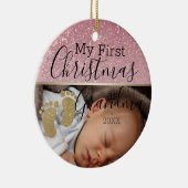 Aangepaste Baby eerste kerstmis als oma Keramisch Ornament (Rechts)