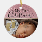 Aangepaste Baby eerste kerstmis als oma Keramisch Ornament (Voorkant)