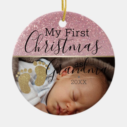 Aangepaste Baby eerste kerstmis als oma Keramisch Ornament (Voorkant)
