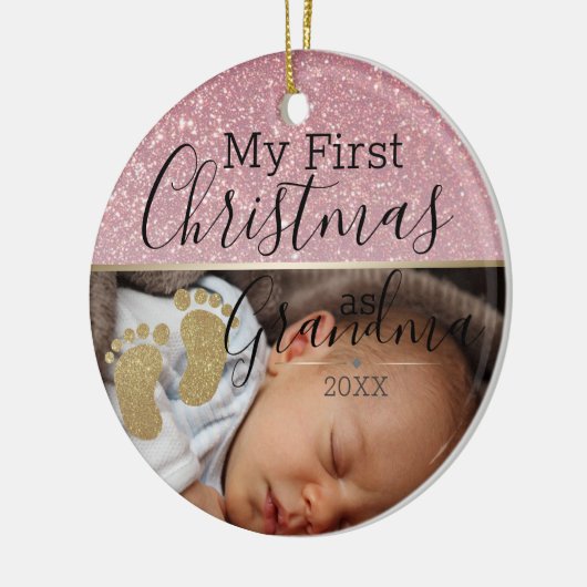 Aangepaste Baby eerste kerstmis als oma Keramisch Ornament (Links)