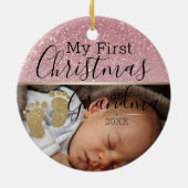 Aangepaste Baby eerste kerstmis als oma Keramisch Ornament (Achterkant)