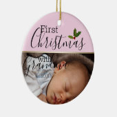 Aangepaste Baby eerste Kerstmis met oma Keramisch Ornament (Rechts)
