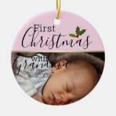 Aangepaste Baby eerste Kerstmis met oma Keramisch Ornament (Voorkant)