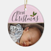 Aangepaste Baby eerste Kerstmis met oma Keramisch Ornament (Links)