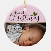 Aangepaste Baby eerste Kerstmis met oma Keramisch Ornament (Achterkant)