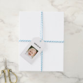 Aangepaste baby eerste verjaardag foto en datum cadeaulabel (Met Touw)