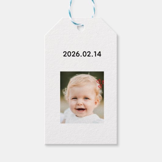 Aangepaste baby eerste verjaardag foto en datum cadeaulabel (Voorkant)