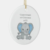 Aangepaste Baby Elephant Blue Baby, 1 kerst Keramisch Ornament (Rechts)
