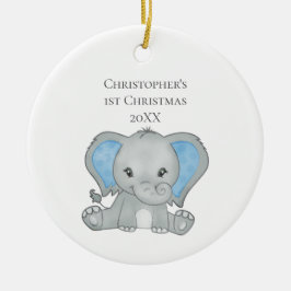 Aangepaste Baby Elephant Blue Baby, 1 kerst Keramisch Ornament