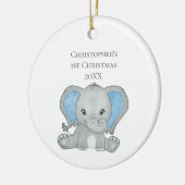 Aangepaste Baby Elephant Blue Baby, 1 kerst Keramisch Ornament (Links)