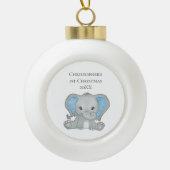 Aangepaste Baby Elephant Blue Baby, 1 kerst Keramische Bal Ornament (Voorkant)