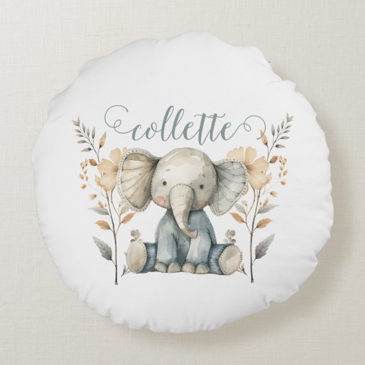 Aangepaste Baby Elephant Rond Kussen (Achterkant)