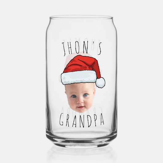 Aangepaste Baby Face Santa Hat Kerstfoto Blikvorm Glas (Achterkant)