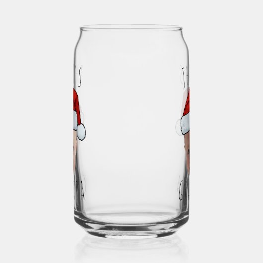 Aangepaste Baby Face Santa Hat Kerstfoto Blikvorm Glas (Links)