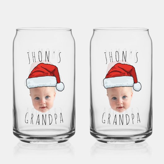 Aangepaste Baby Face Santa Hat Kerstfoto Blikvorm Glas (Voorkant)