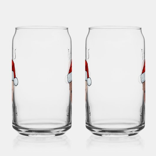 Aangepaste Baby Face Santa Hat Kerstfoto Blikvorm Glas (Links)