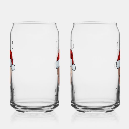 Aangepaste Baby Face Santa Hat Kerstfoto Blikvorm Glas (Rechts)