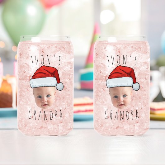 Aangepaste Baby Face Santa Hat Kerstfoto Blikvorm Glas (Insitu (Verjaardag))