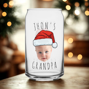 Aangepaste Baby Face Santa Hat Kerstfoto Blikvorm Glas