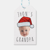Aangepaste Baby Face Santa Hat Kerstfoto Cadeaulabel (Voorkant)