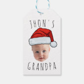 Aangepaste Baby Face Santa Hat Kerstfoto Cadeaulabel (Achterkant)