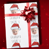 Aangepaste Baby Face Santa Hat Kerstfoto Cadeaupapier