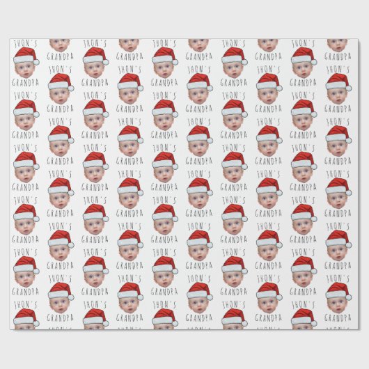 Aangepaste Baby Face Santa Hat Kerstfoto Cadeaupapier (Vlak)