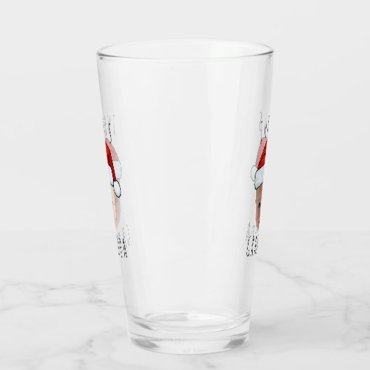 Aangepaste Baby Face Santa Hat Kerstfoto Glas (Links)