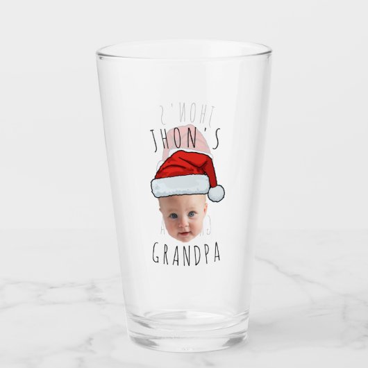 Aangepaste Baby Face Santa Hat Kerstfoto Glas (Voorkant)