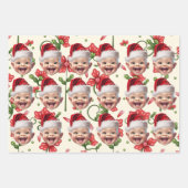 Aangepaste Baby Face Santa Hat Kerstfoto Inpakpapier Vel (Voorkant 3)