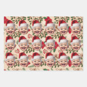 Aangepaste Baby Face Santa Hat Kerstfoto Inpakpapier Vel (Voorkant)