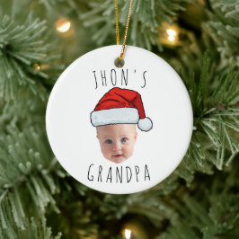 Aangepaste Baby Face Santa Hat Kerstfoto Keramisch Ornament