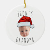 Aangepaste Baby Face Santa Hat Kerstfoto Keramisch Ornament (Voorkant)