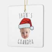 Aangepaste Baby Face Santa Hat Kerstfoto Keramisch Ornament (Links)