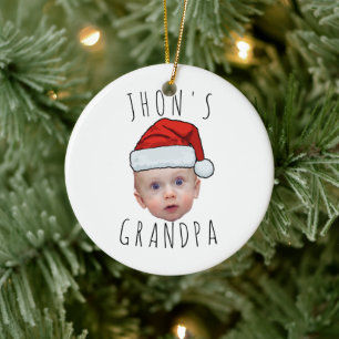 Aangepaste Baby Face Santa Hat Kerstfoto Keramisch Ornament