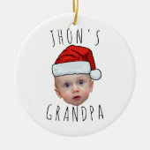 Aangepaste Baby Face Santa Hat Kerstfoto Keramisch Ornament (Voorkant)