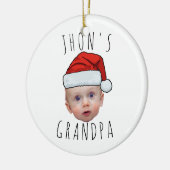 Aangepaste Baby Face Santa Hat Kerstfoto Keramisch Ornament (Links)