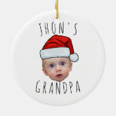 Aangepaste Baby Face Santa Hat Kerstfoto Keramisch Ornament (Achterkant)