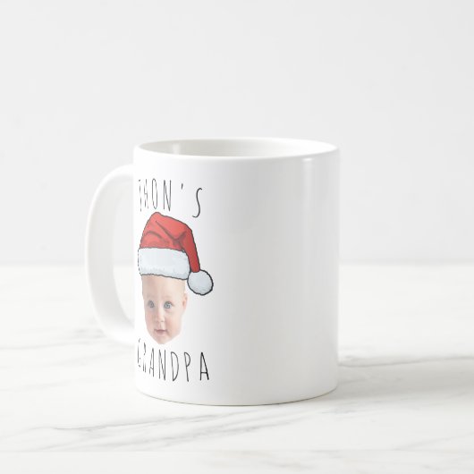 Aangepaste Baby Face Santa Hat Kerstfoto Koffiemok (Voorkant links)