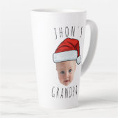 Aangepaste Baby Face Santa Hat Kerstfoto Latte Mok (Rechterhoek)