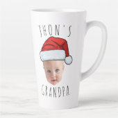 Aangepaste Baby Face Santa Hat Kerstfoto Latte Mok (Rechts)