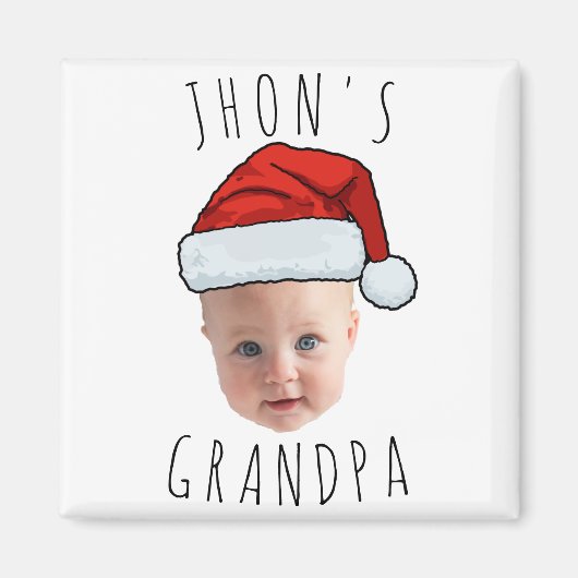 Aangepaste Baby Face Santa Hat Kerstfoto Magneet (Voorkant)
