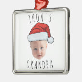 Aangepaste Baby Face Santa Hat Kerstfoto Metalen Ornament (Links)