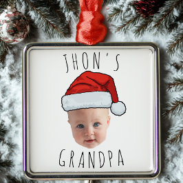 Aangepaste Baby Face Santa Hat Kerstfoto Metalen Ornament