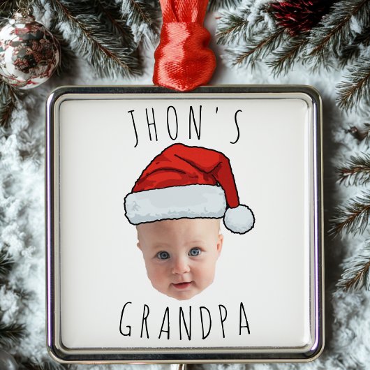 Aangepaste Baby Face Santa Hat Kerstfoto Metalen Ornament