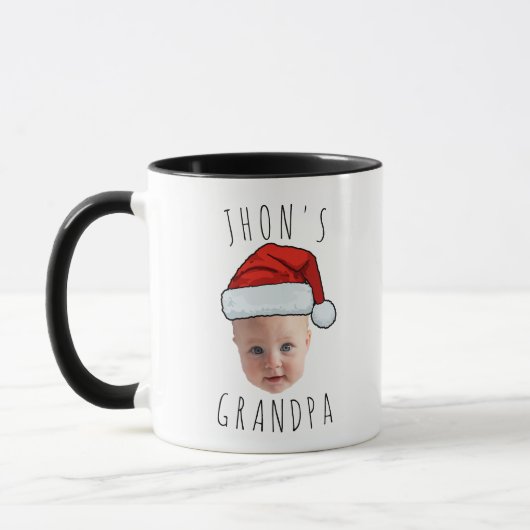 Aangepaste Baby Face Santa Hat Kerstfoto Mok (Links)